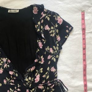 Wild Honey Blue Floral Midi Wrap Dress Size Small. Up to Size 2